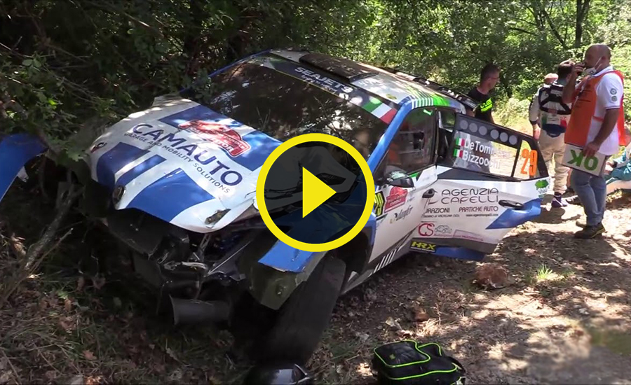 Crash Shakedown ERC Rally Roma 2020 De Tommaso Skoda Fabia R5