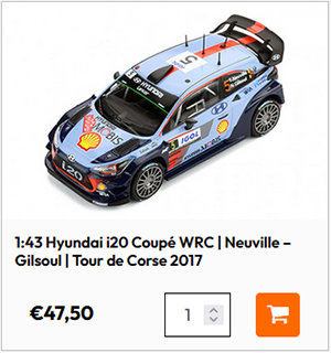 1:43 Rally car model - Thierry Neuville / Nicolas Gilsoul - Tour de Corse 2017 - Hyundai i20 WRC