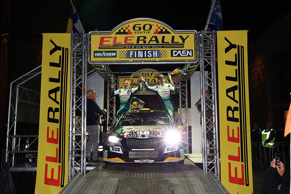 ELE Rally 2025 winnaars Marijan Griebel en Ella Kremer, Skoda Fabia RS Rally2