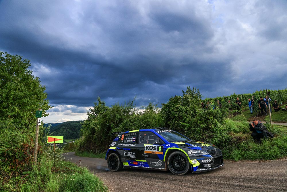 Yannick Vrielink in actie tijdens de Rallye ADAC Mittelrhein 2025 Skoda Fabia Rally2 Evo